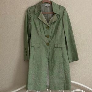 Vtg USA Made 75% Silk Paisley Jacquard Trench Coat